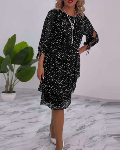 Fleur™ Elegant Dress Polka Dot Print