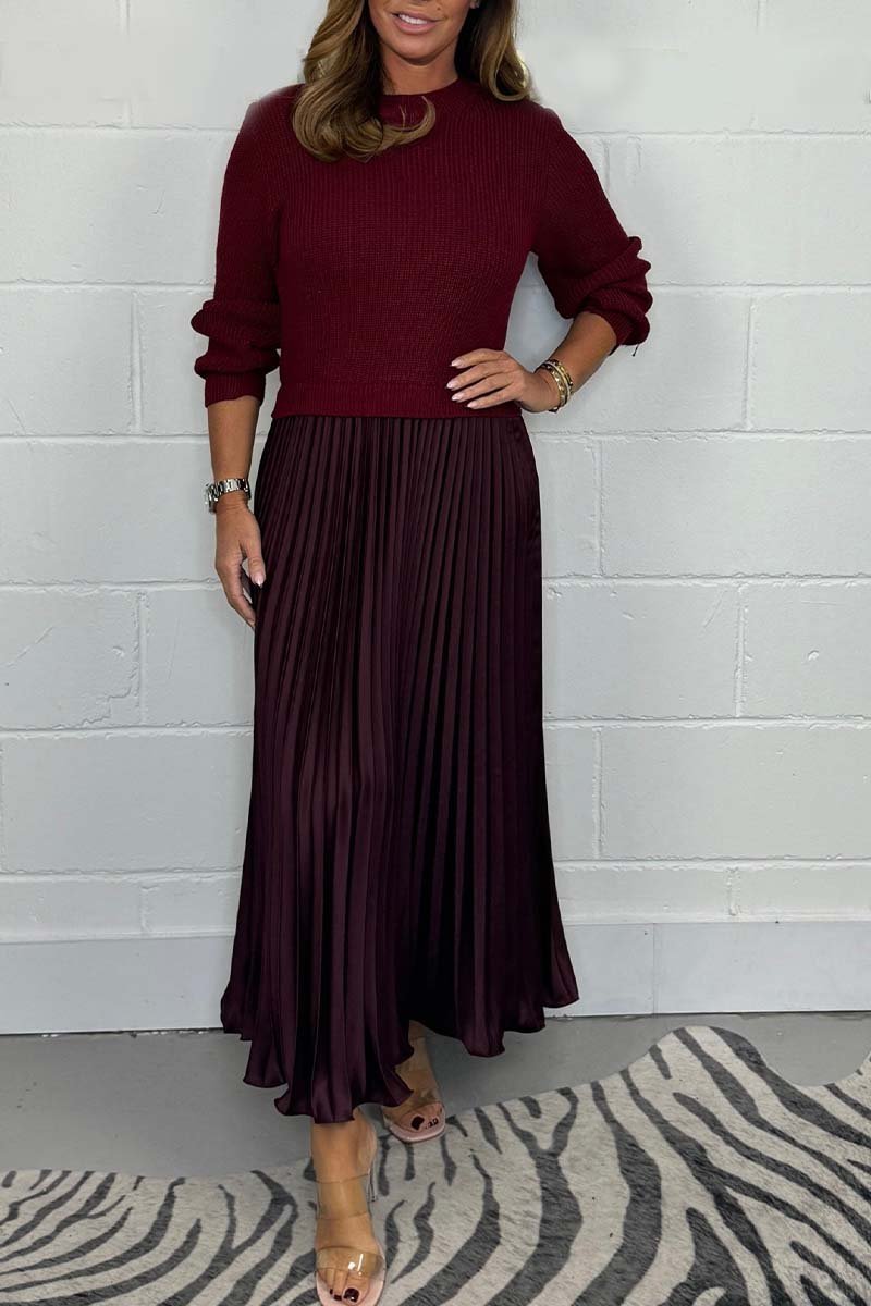 EMILIA™ - Long Sweater with Pleated Skirt